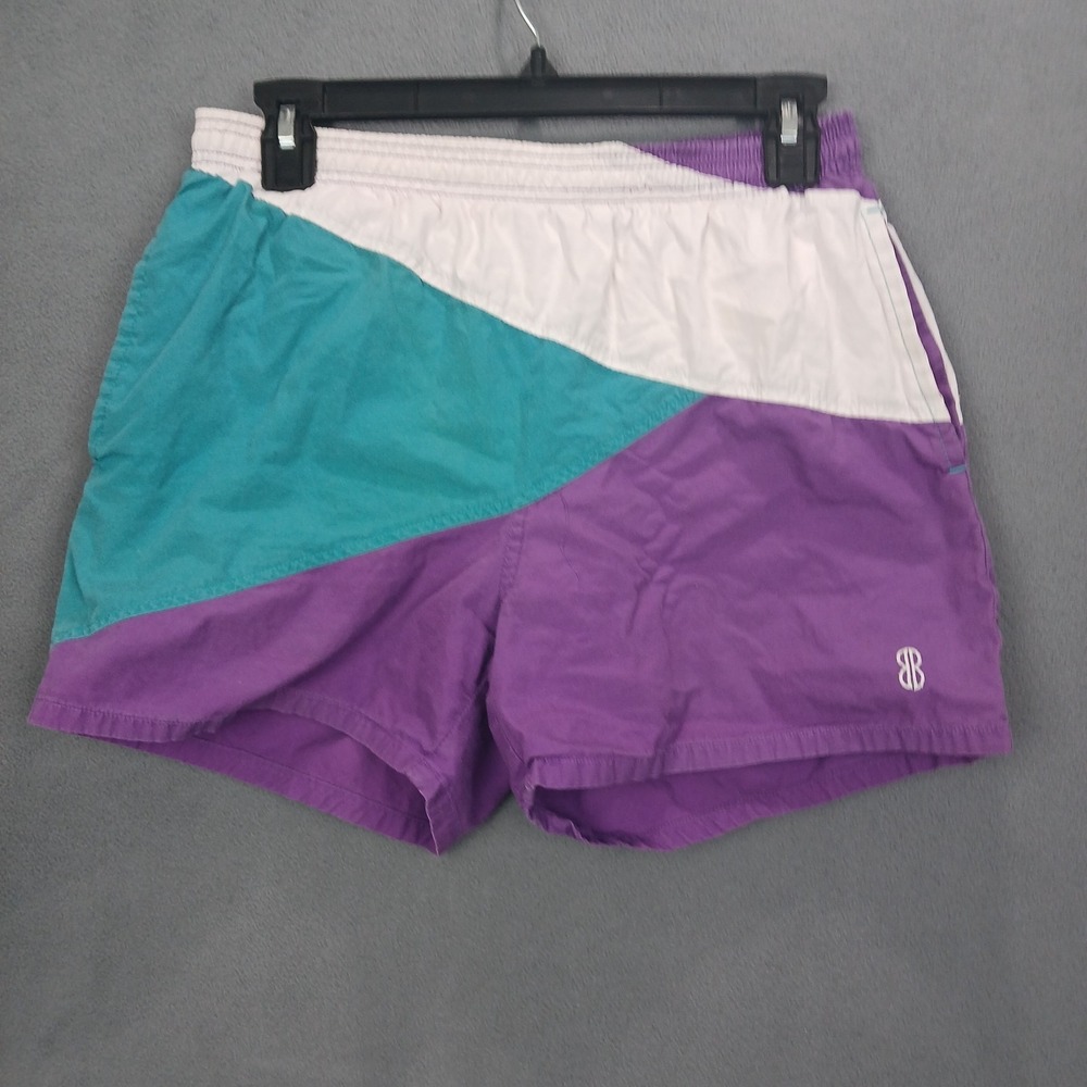 Vintage Y2K Bill Blass Swim Shorts Mens Small Multi Colorblock Mesh Lined Beach